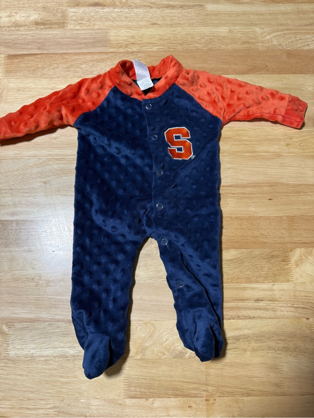 Little King Syracuse Orange Baby Sleeper Footie Romper 0-3 Months Plush